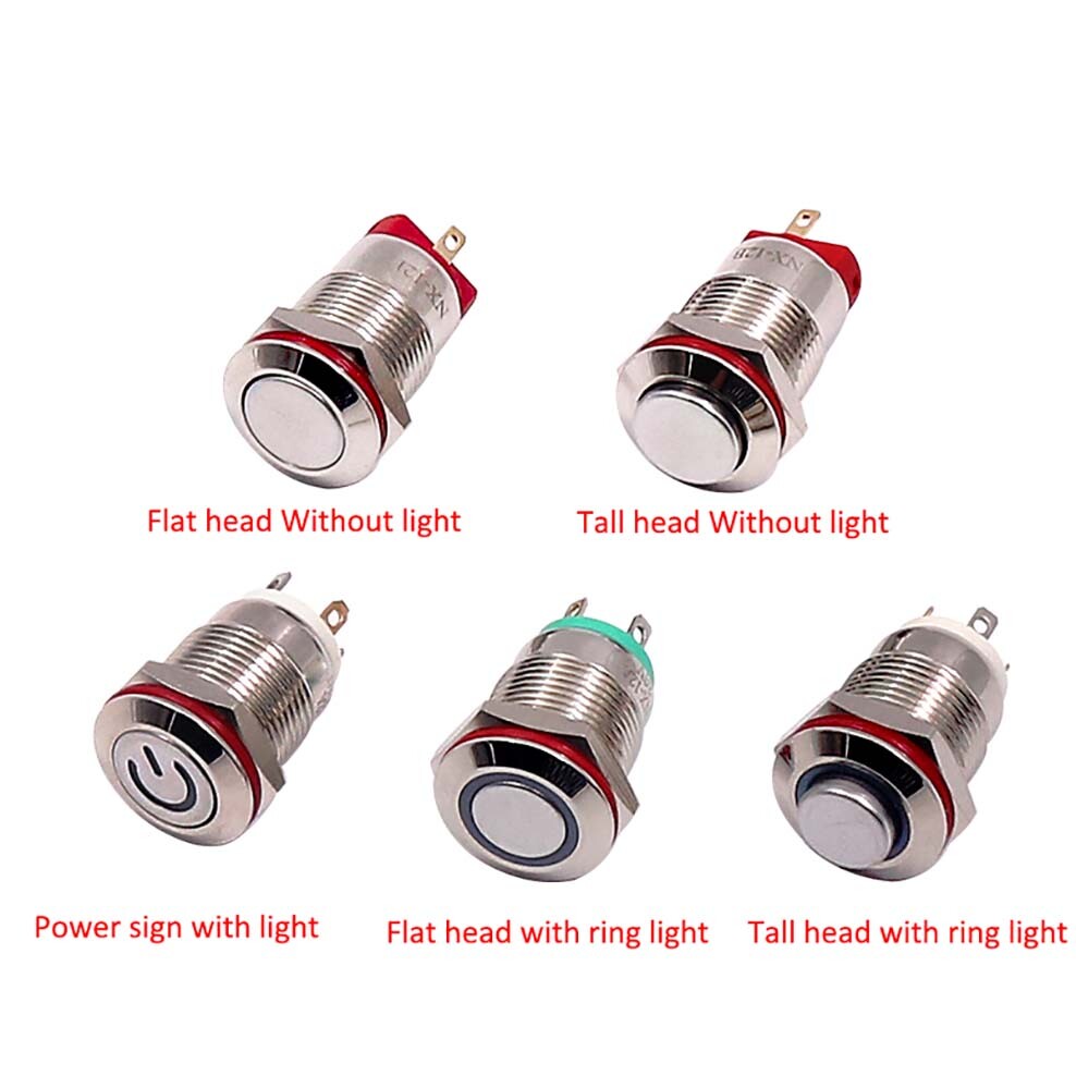 12mm Metal Waterproof LED Illuminated Switch Momentary Push MINI Button Switch