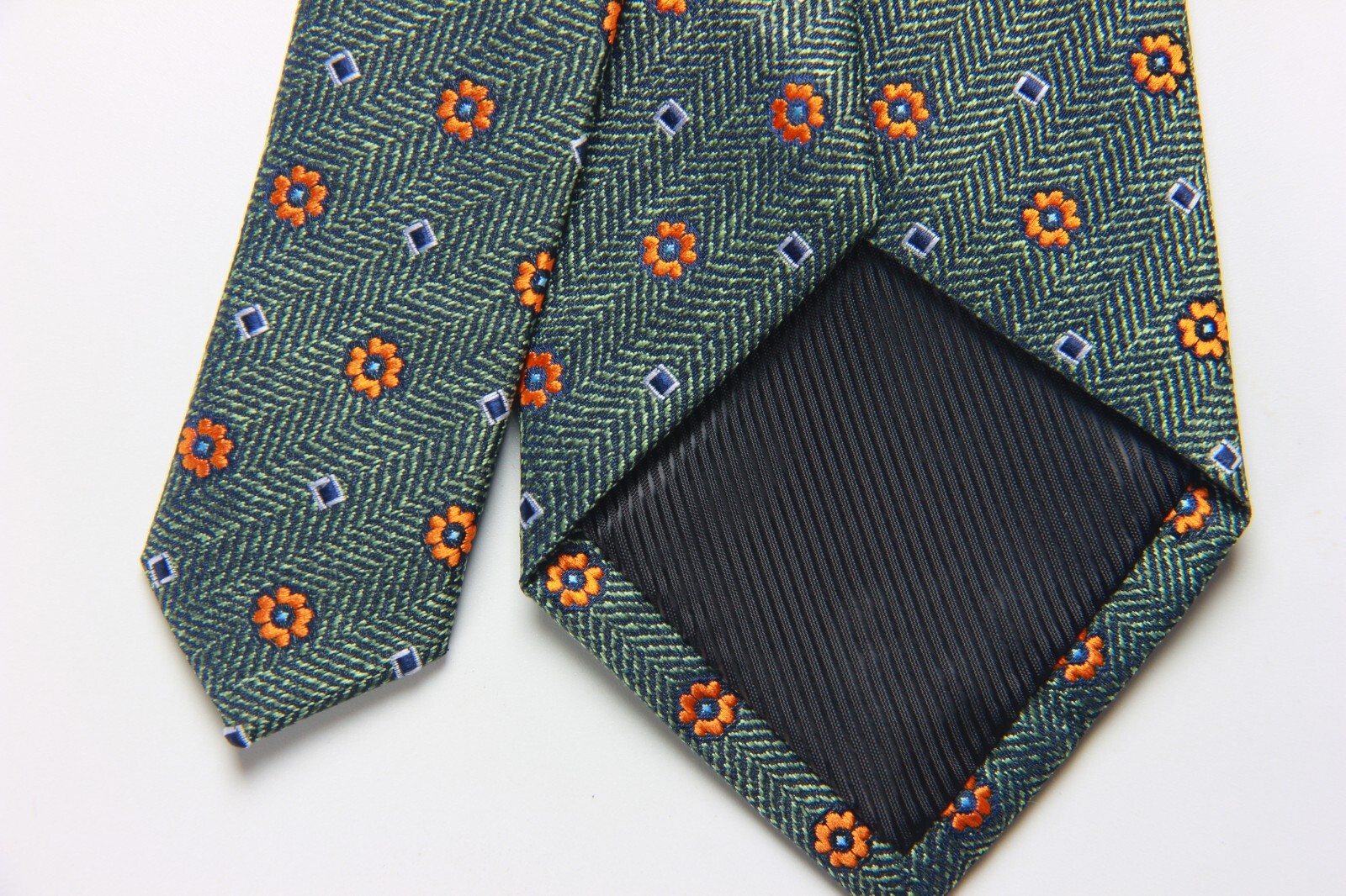 New Classic Polka Dot Green Orange JACQUARD WOVEN 100% Silk Men's Necktie Tie