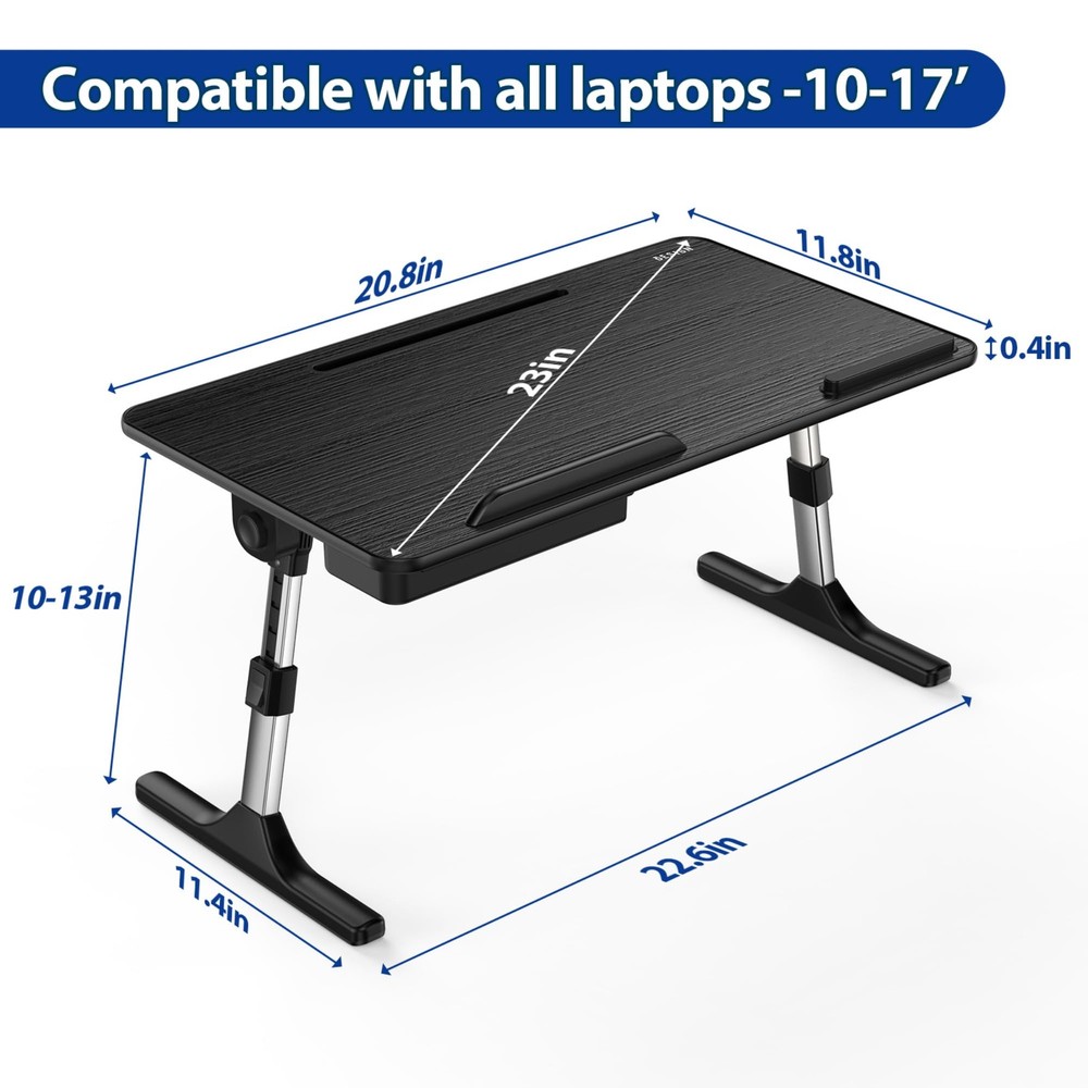 LT05 Adjustable Laptop Table, Lap Desk, Portable Standing Bed Desk, Foldable ...