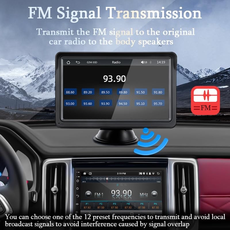 SINOVCLE 7 Inch HD IPS Touchscreen Wireless CarPlay & Android Auto, Black