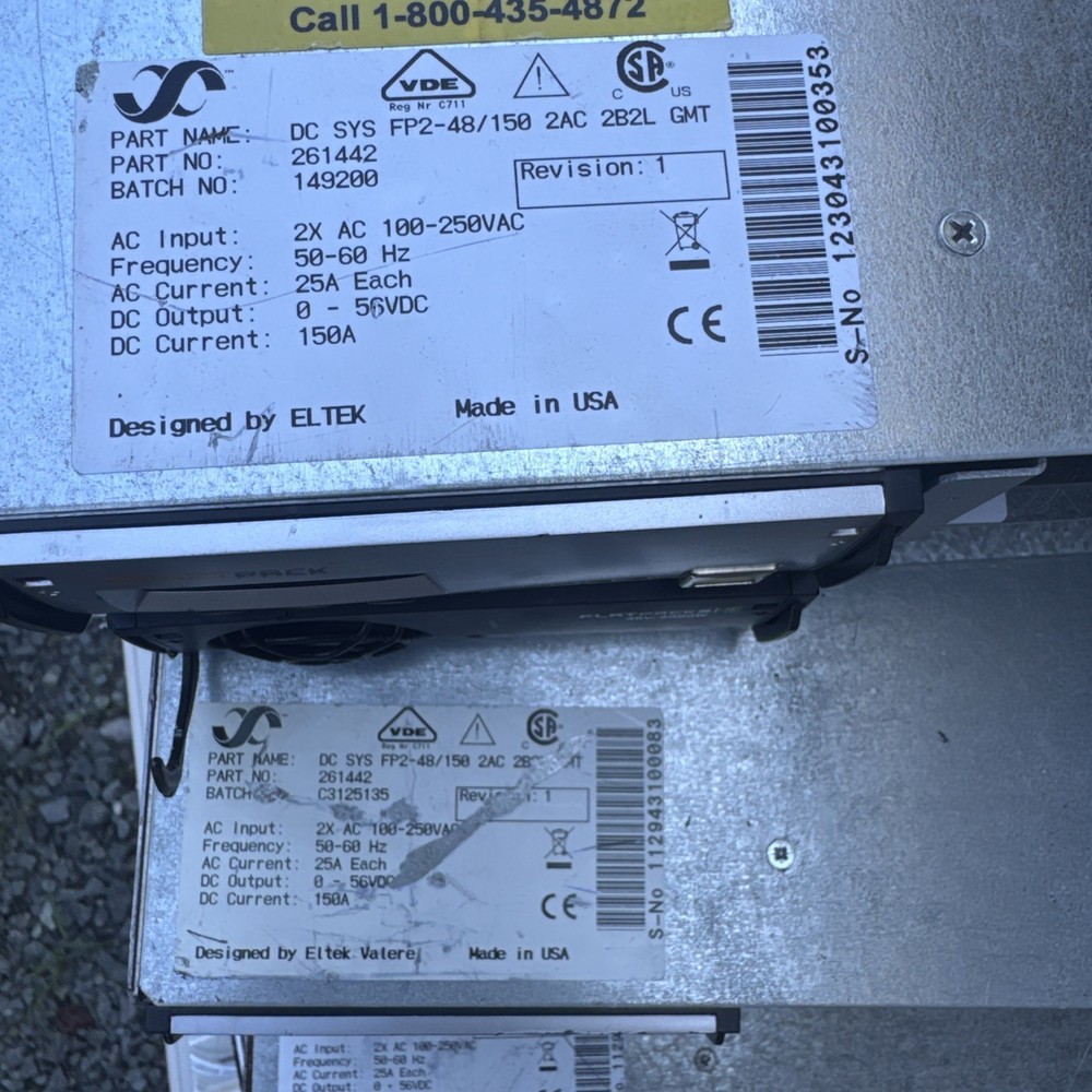 Eltek Power FP2 System Flatpack2 1U DC Sys Fp2-48/150 2ac 2b2l Pn: 261442