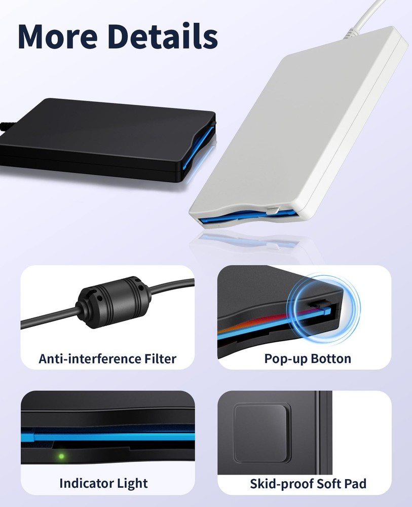 3.5 Inch External Floppy Disk Drive with USB Type-C Reader