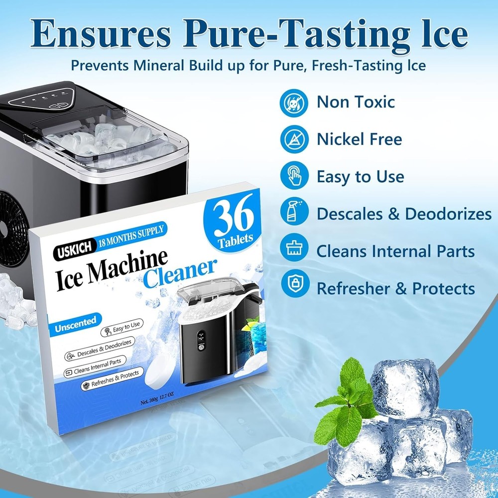 All-in-One Ice Maker Cleaning Tablets, 36 Pack - Easy, Effective Maintenance