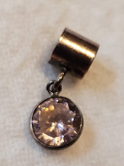 925 Sterling Silver Birthstone Bead Charm Dangle Light Amethyst