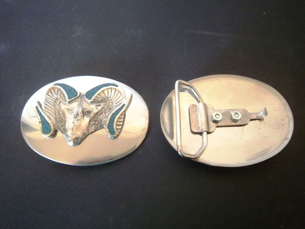 BELT BUCKLE - Silver / Chrome - with Ram Head Design*