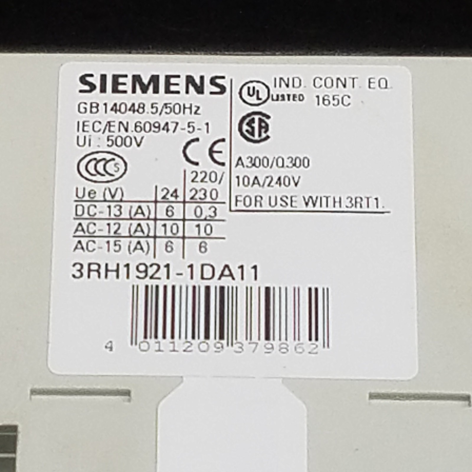 Siemens 3RT1055-6AB36 Contactor, 195A, 600V AC - USED