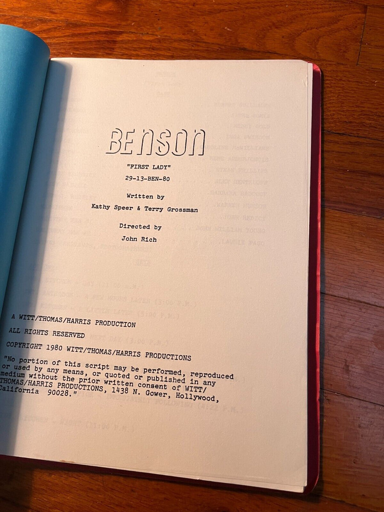 BENSON Rare Original First Draft TV Script "First Lady" 11/7/1980 Soap