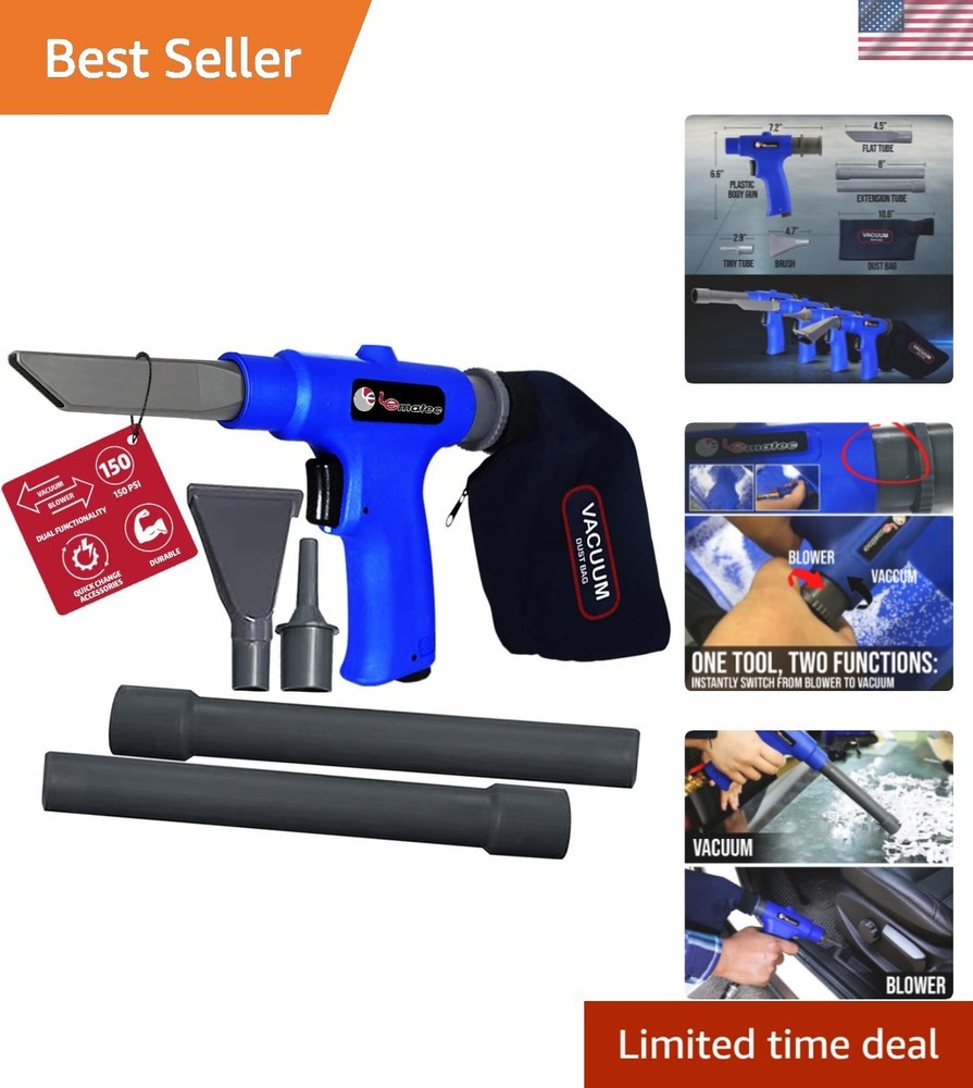 Compact Vacuum-Blower Tool with 6 Attachments - LEMATEC 150 PSI Air Compressor