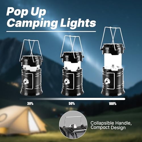 Lichamp Collapsible Solar Camping Lantern, USB Rechargeable LED Flashlight