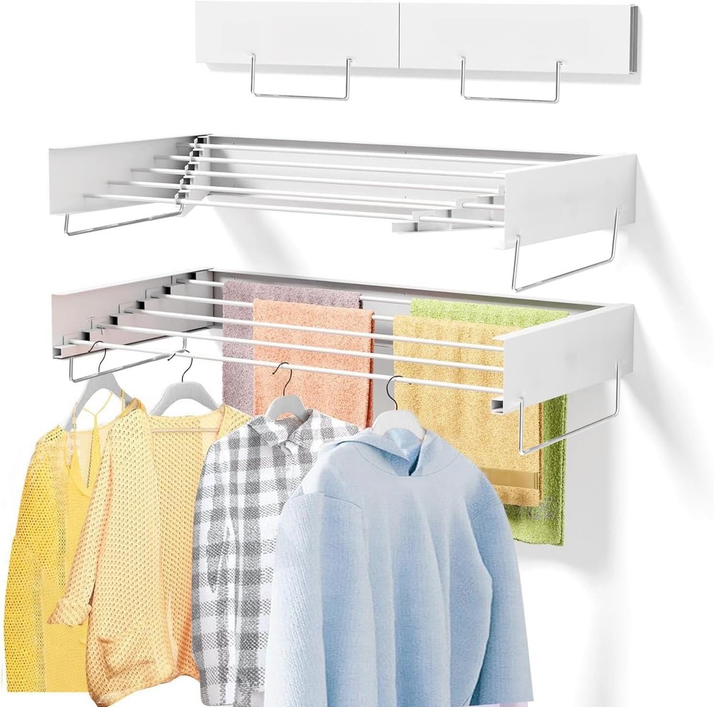 40 inches Wall Mounted Drying Rack, Clothes Drying Rack, Collapsible Drying R...
