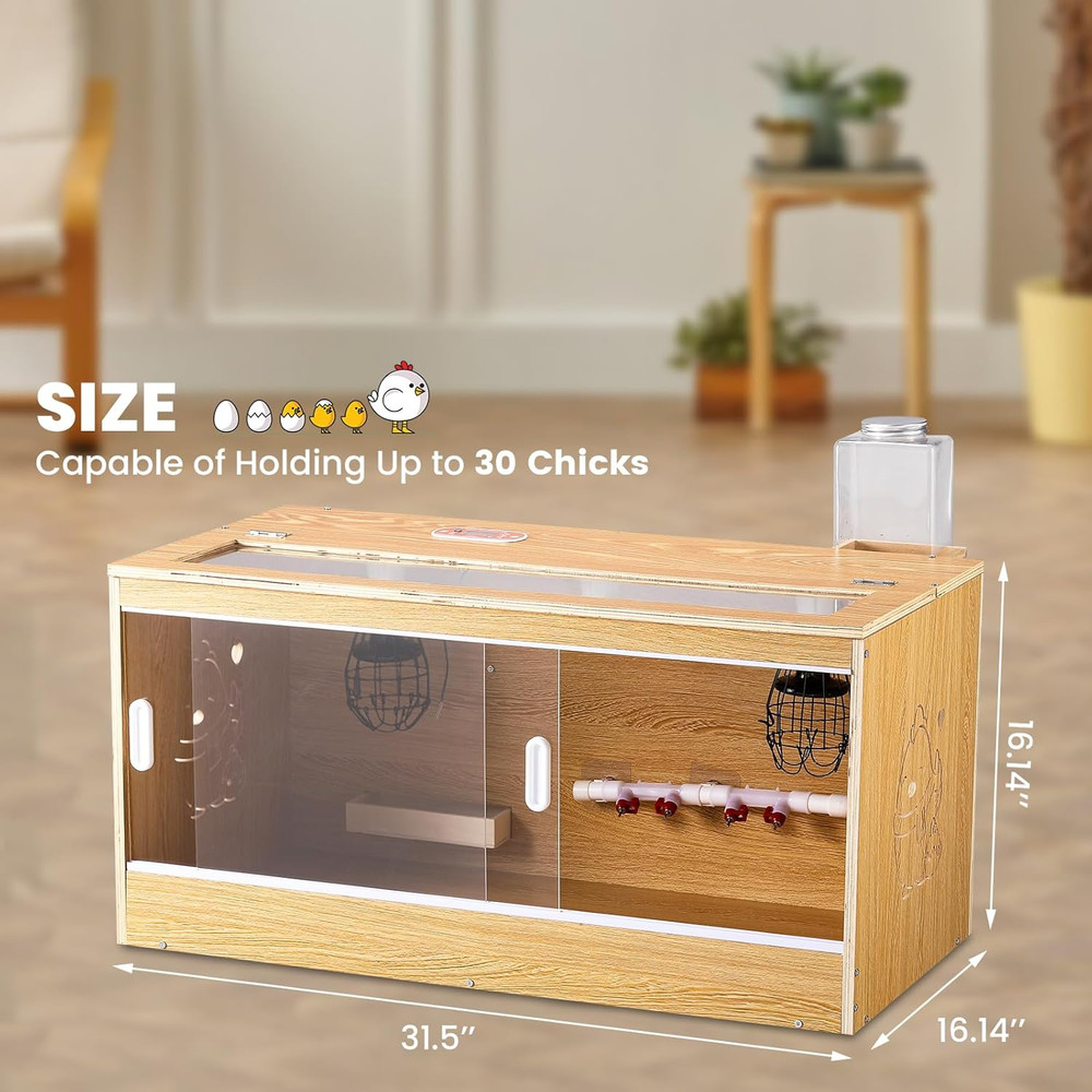 Brooder for Chicks, 32" Chicken Brooder with Feeding & Watering System, Upgrade