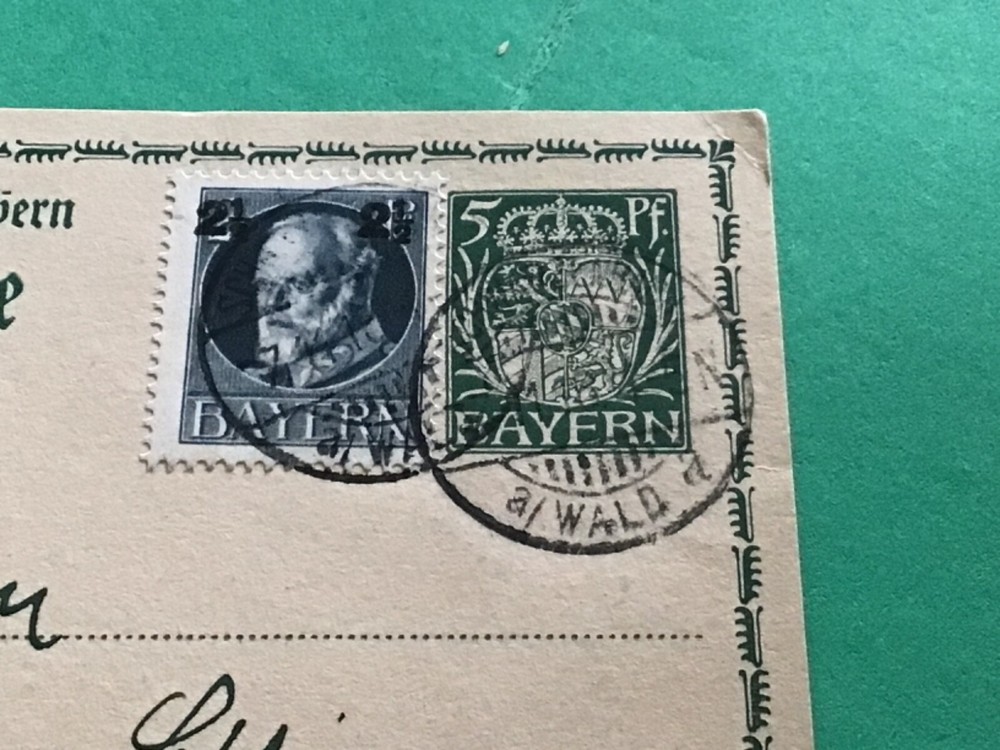 Germany Bavaria 1918 revalued postal postcard A17841