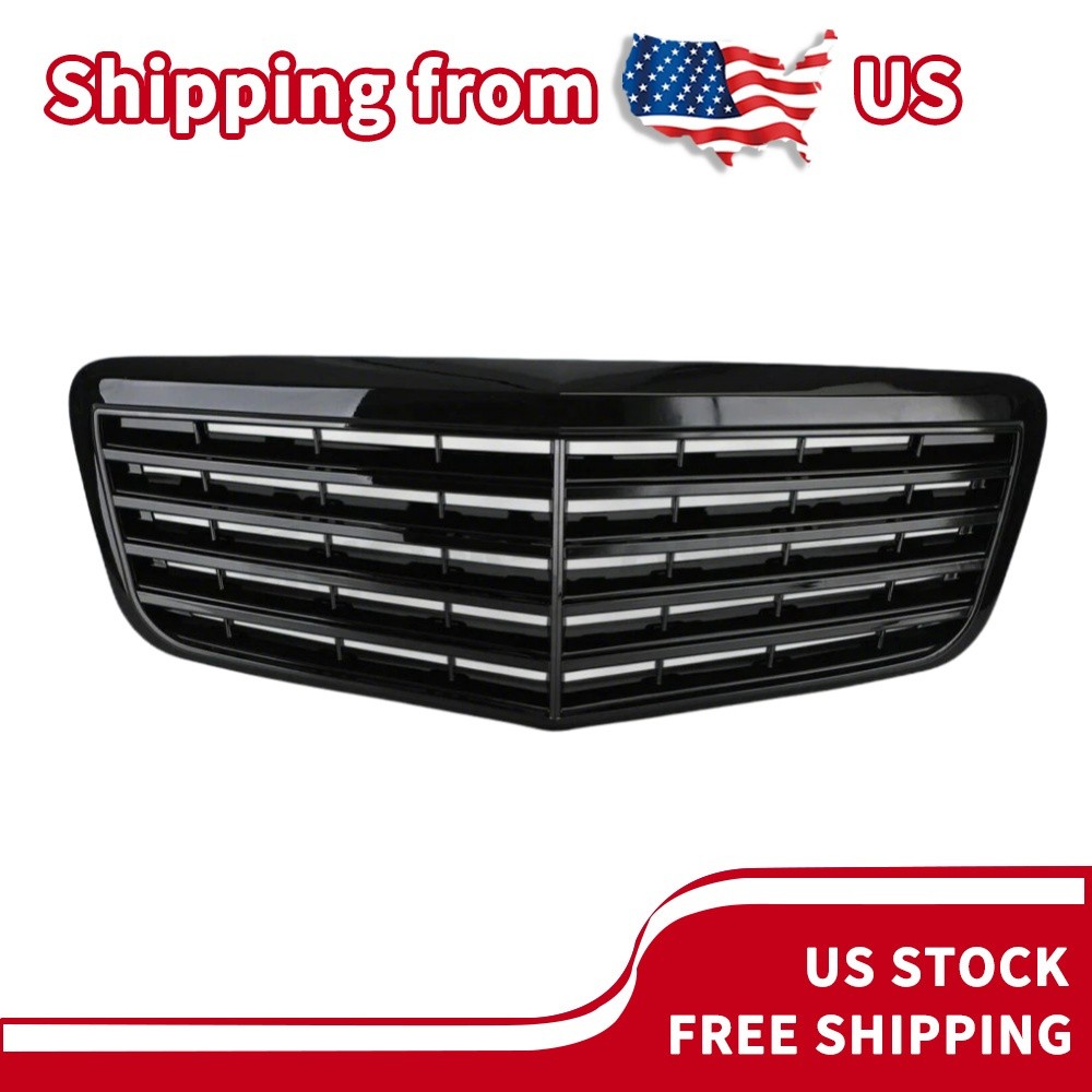 Gloss Black Front Grille Grill For 2007-2009 Mercedes Benz W211 E350 E500 E63