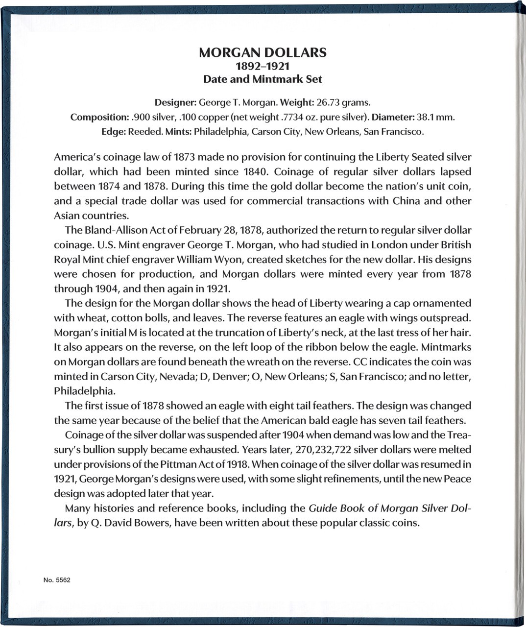 Whitman Prestige™ Coin Album - Morgan Dollars: 1892-1921 Date & Mintmark Set