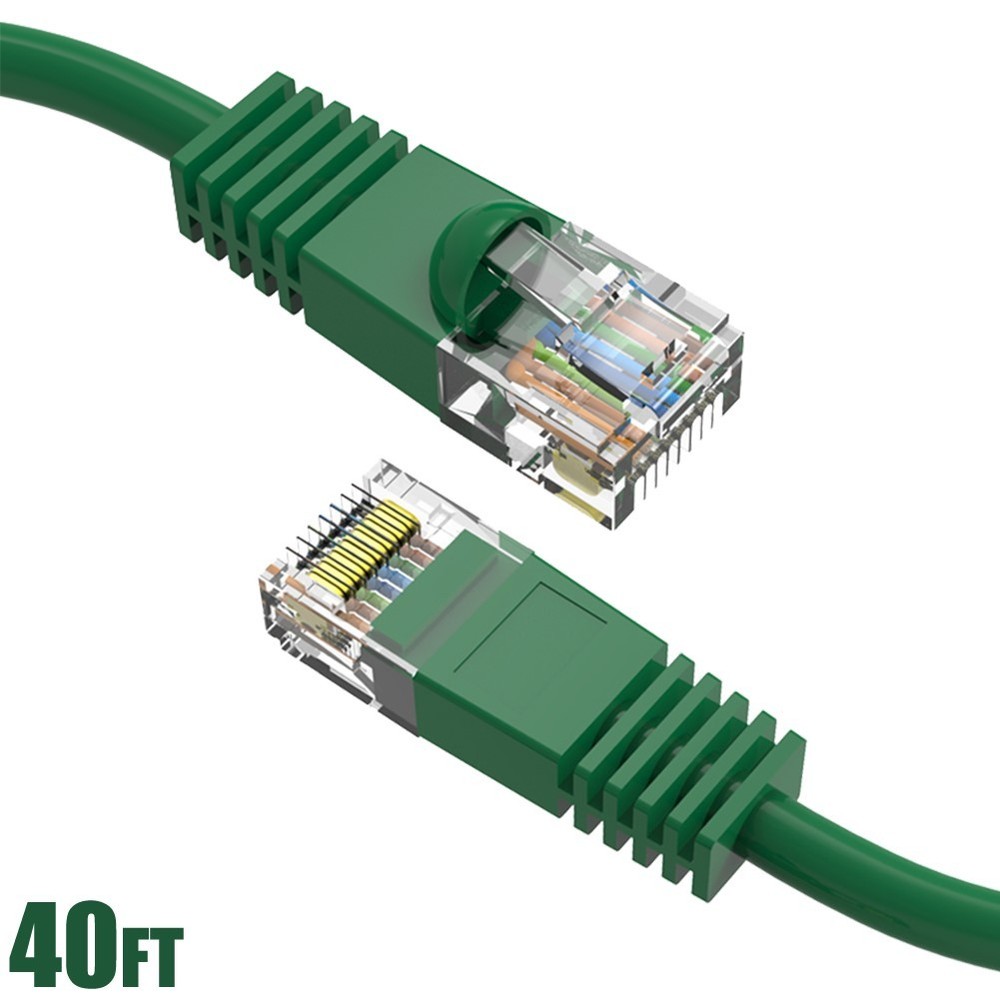 40FT Cat5E RJ45 Network LAN Ethernet UTP Patch Cable Snagless Boot Copper Green