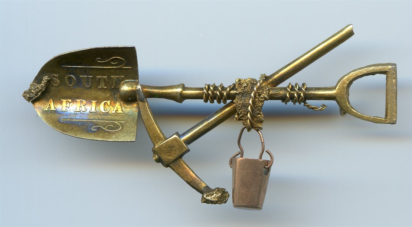 Vintage Gold Mining Pin / Calif Gold / Brooch, Nuggets, Shovel, Pick / 15c Gold