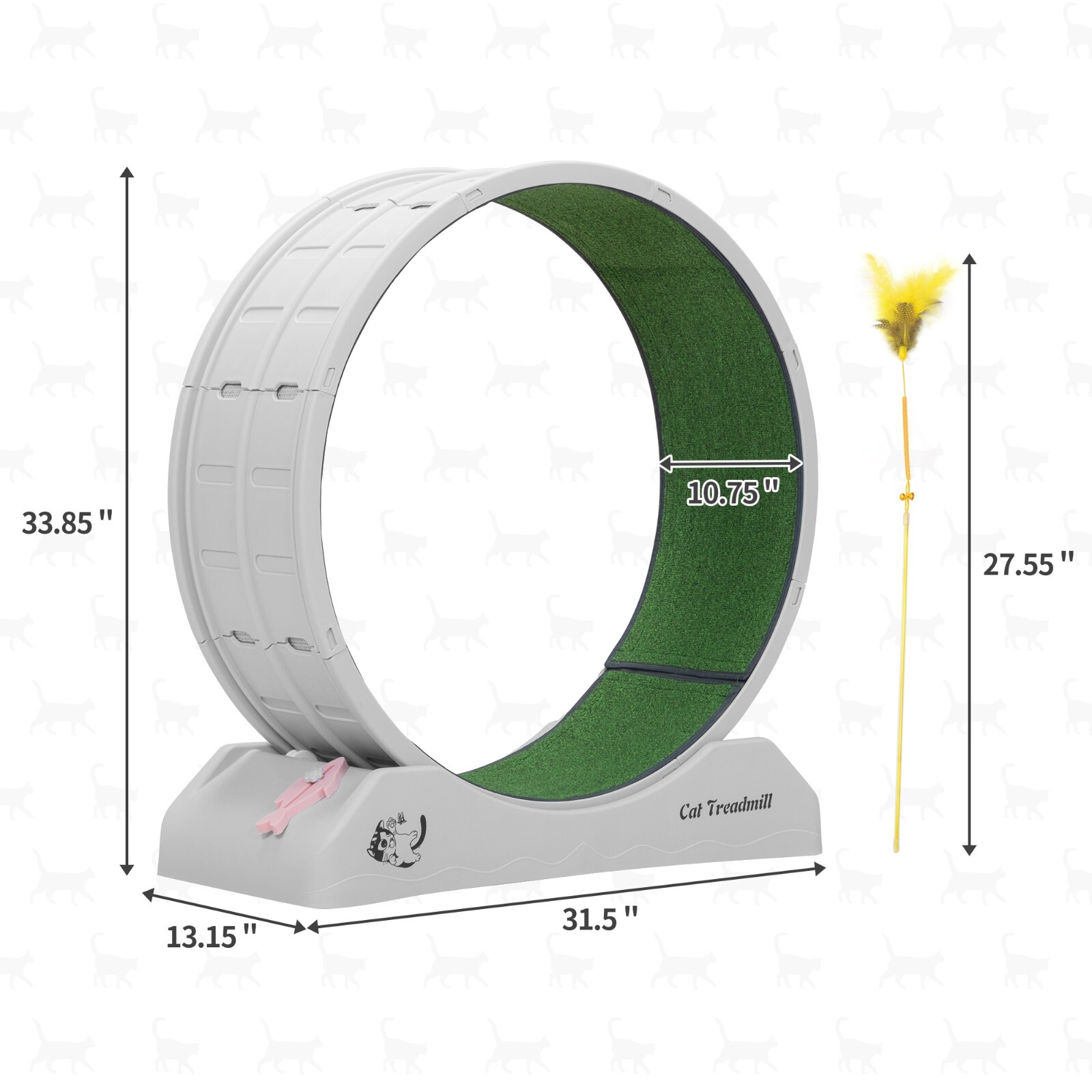 COZIWOW 31.5" Cat Treadmill Exercise Running Wheel Nonslip Carpet Teaser Indoor