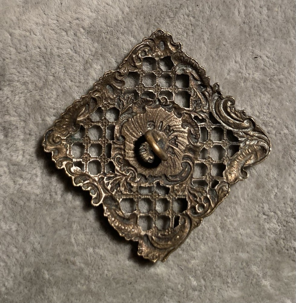 Victorian Openwork Filigree Enamel Button 1-1/2” Diameter
