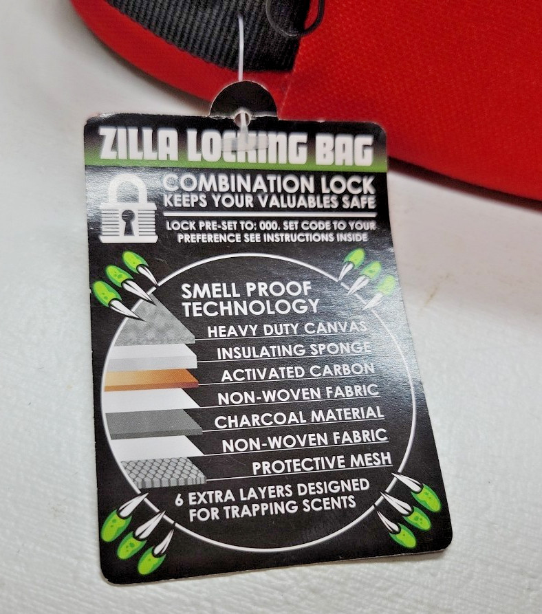 ZILLA, LOCKING BAG,, COMBINATION LOCK, SMELL PROOF, ODOR TRAPPING CANVAS A4