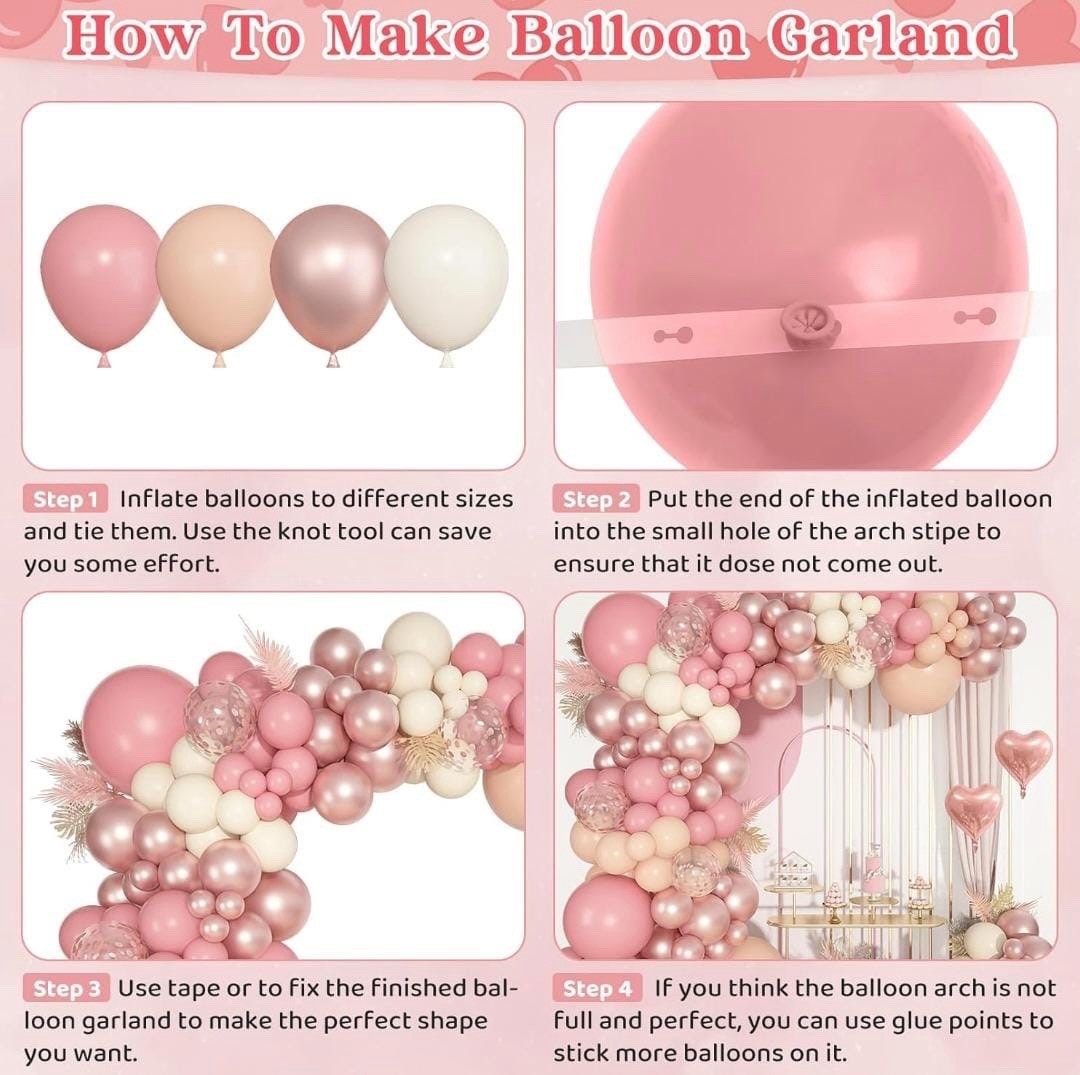 Dusty Pink Balloon Arch Kit Blush Rose Gold Baby Shower Wedding Decor