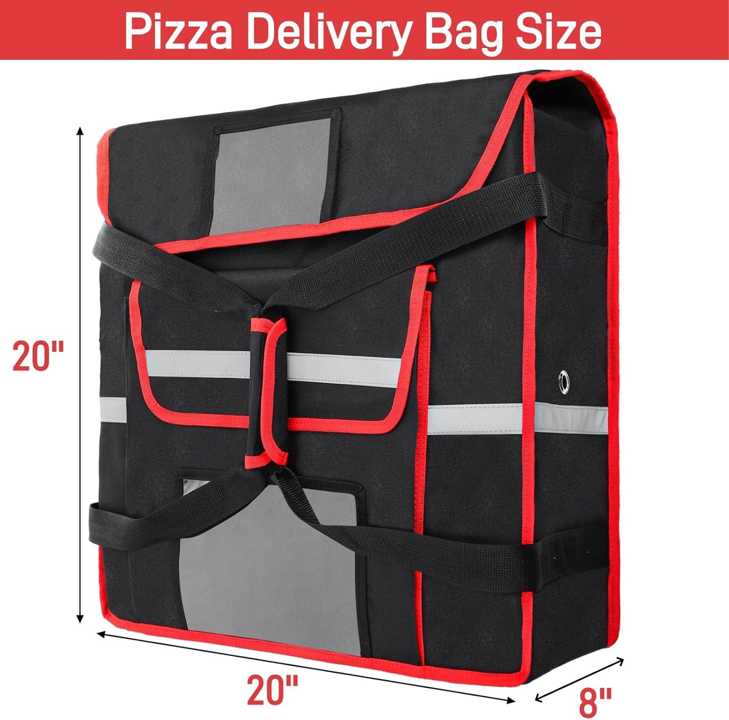 Insulated Pizza Delivery Bag, 20''L x 20''W x 8''H Professional Thermal...