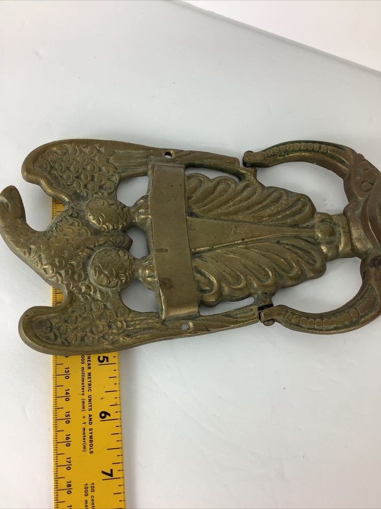 2 VTG 9” Brass American Bald Eagle Door Knocker & Small Eagle Ring Hook Wall