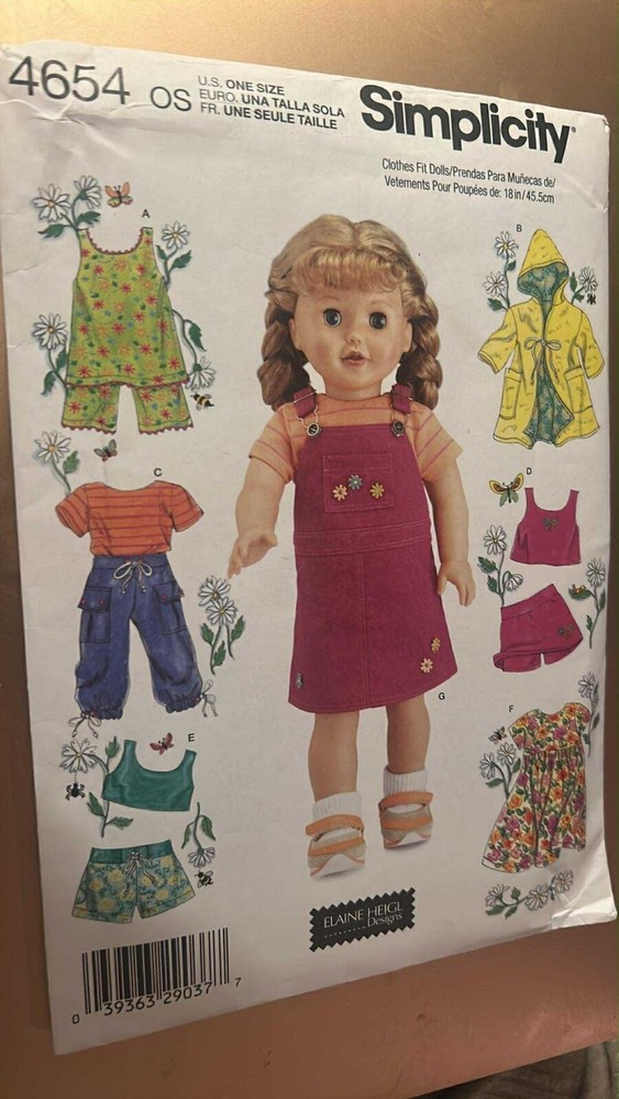 Vintage Simplicity Sewing Pattern Doll Clothes #4654