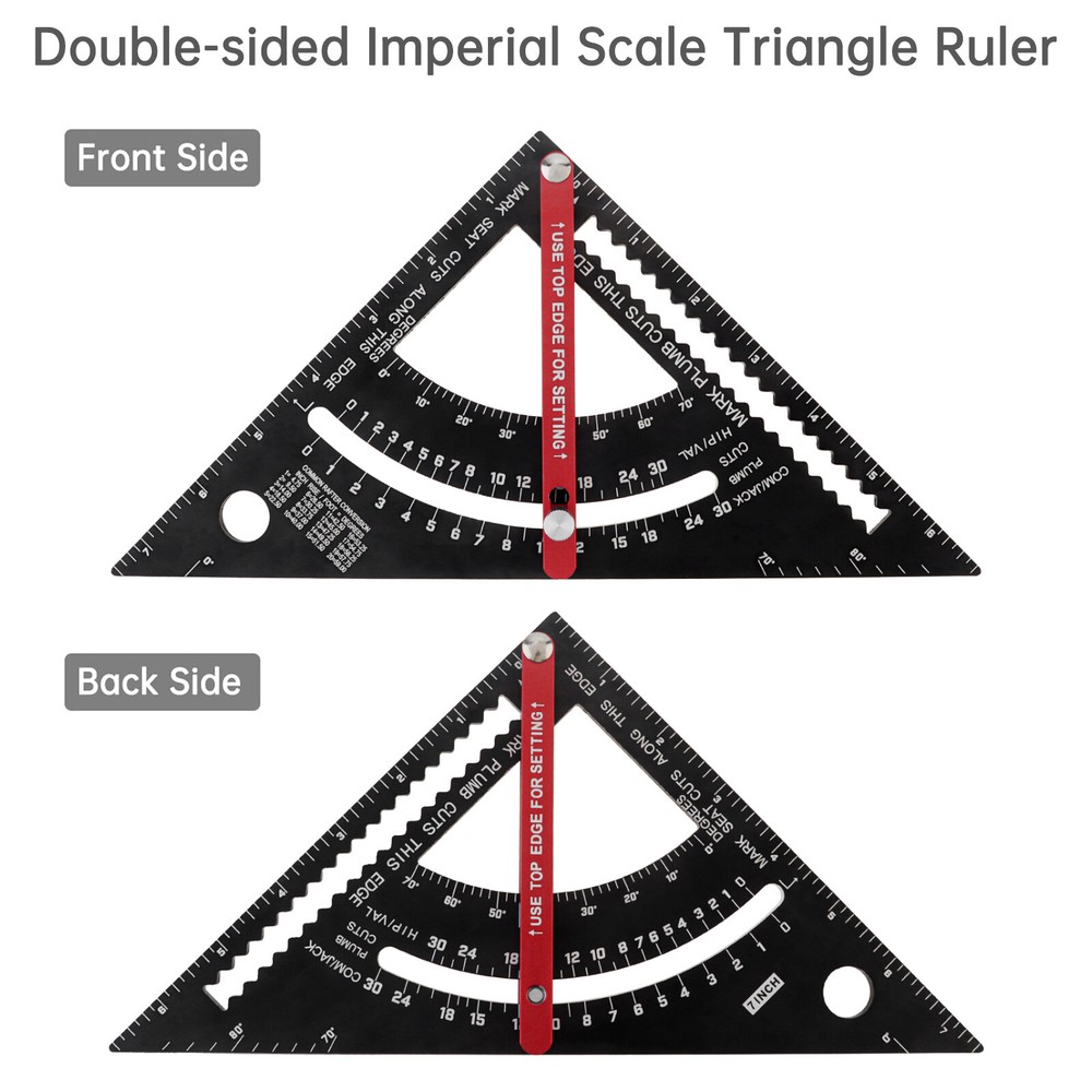 7 Inch Adjustable Angle Triangle Ruler with Adjustable Rod Woodworking Tool US