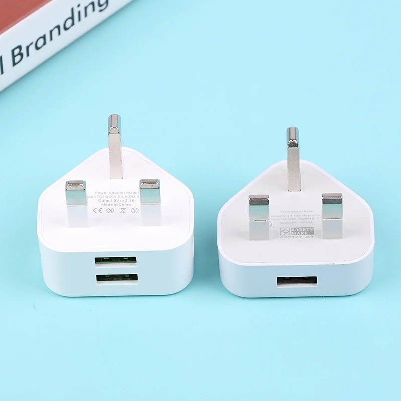 USB 3 Pin UK Wall Charger Adapter Plug for Various devices