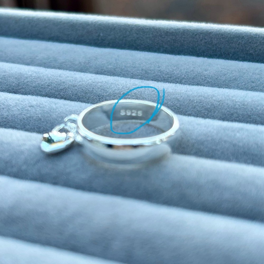 Dangle Heart Ring SIZE 6 & Matching Necklace 925 Solid Sterling Silver Gift Set
