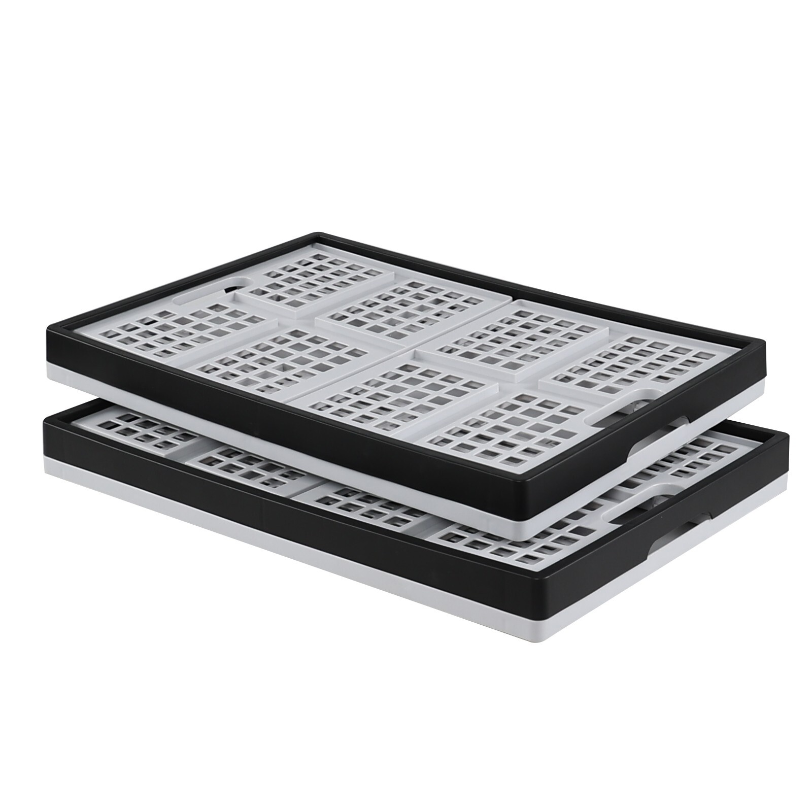 Cand 42 Liter Plastic Folding Stackable Crate, Collapsible Storage Crate, 2 Pack