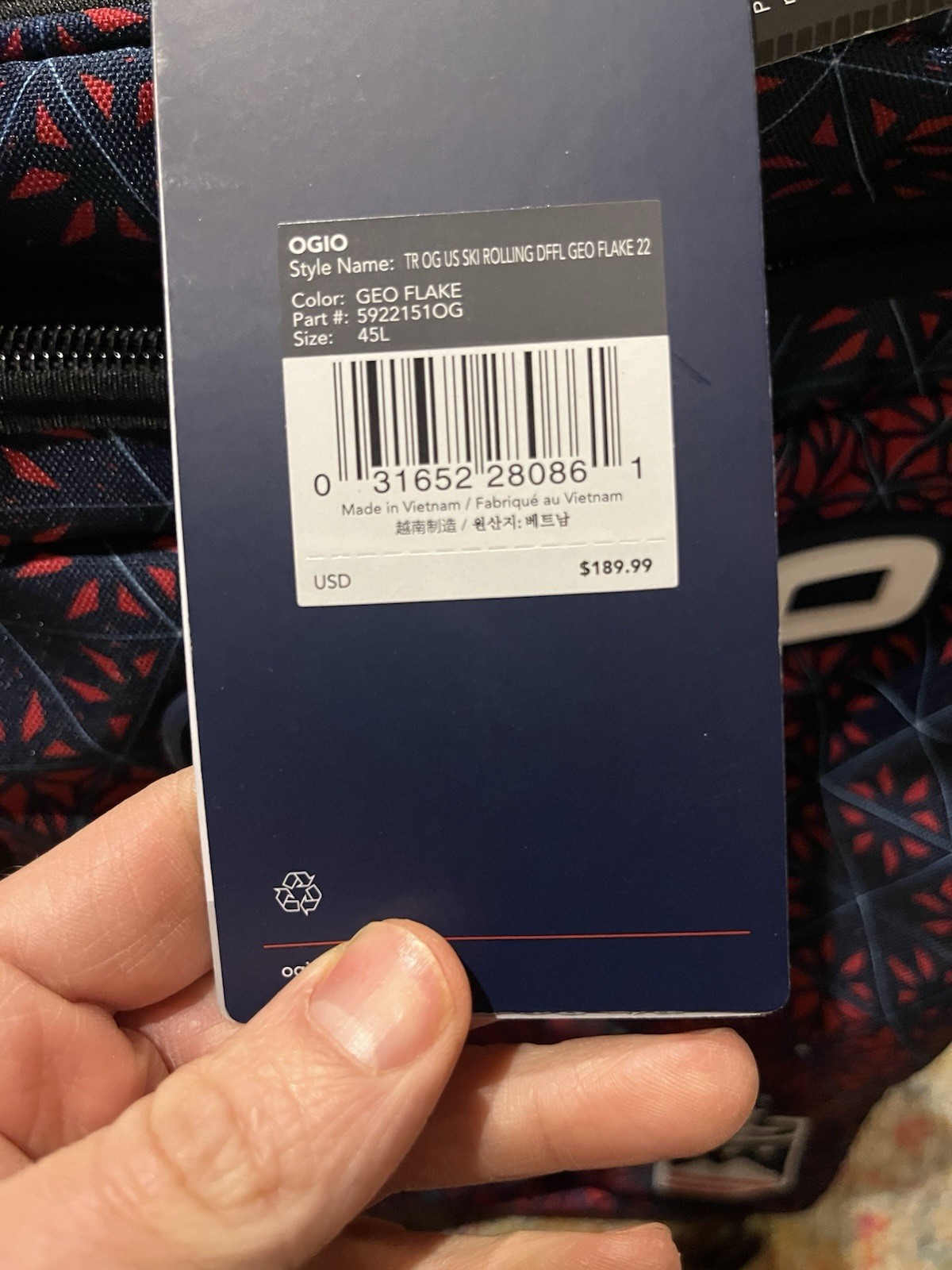 OGIO Official Partner, US Ski & Snowboard Team, 21" Rolling Carry On Duffle, NWT