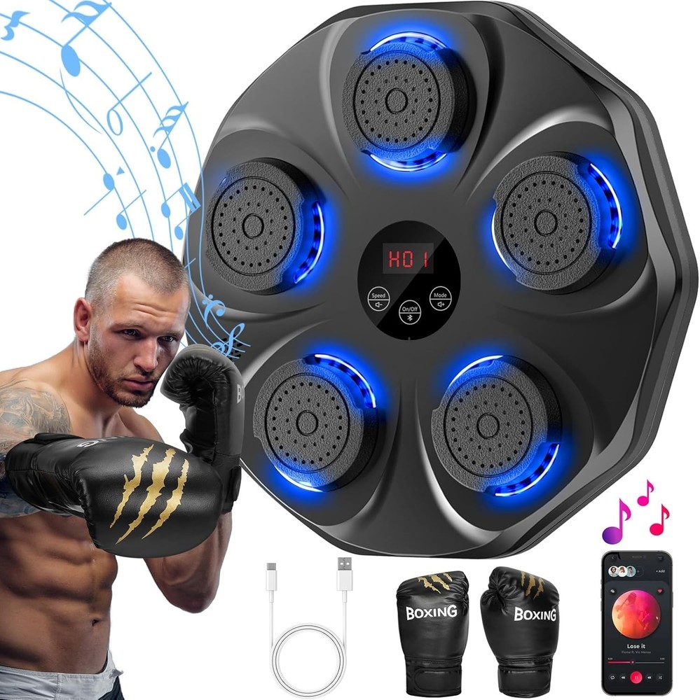 Interactive Music Boxing Machine with Gloves – Wall-Mounted, 9 Modes & Bluetooth