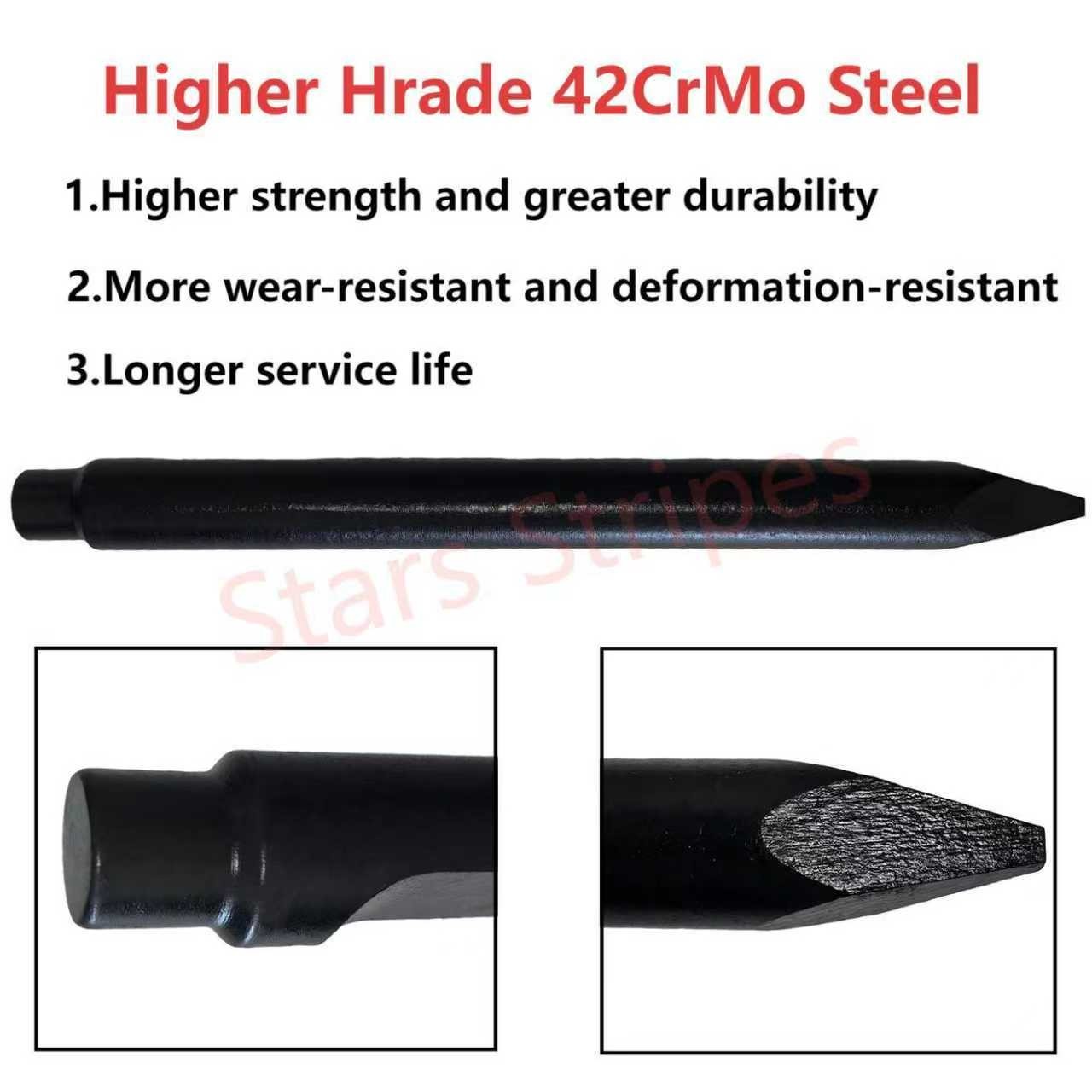 Breaker Bit Chisel Point Hydraulic Jack Hammer for 0.8T-2.5T Breaker Hammer