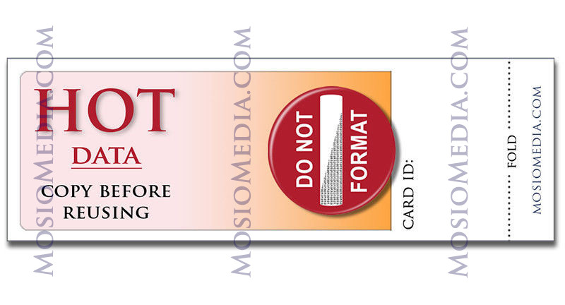 Memory Card Labels - HOT DATA! Prevent accidental erasure! SD, CF, RED MAG, etc.