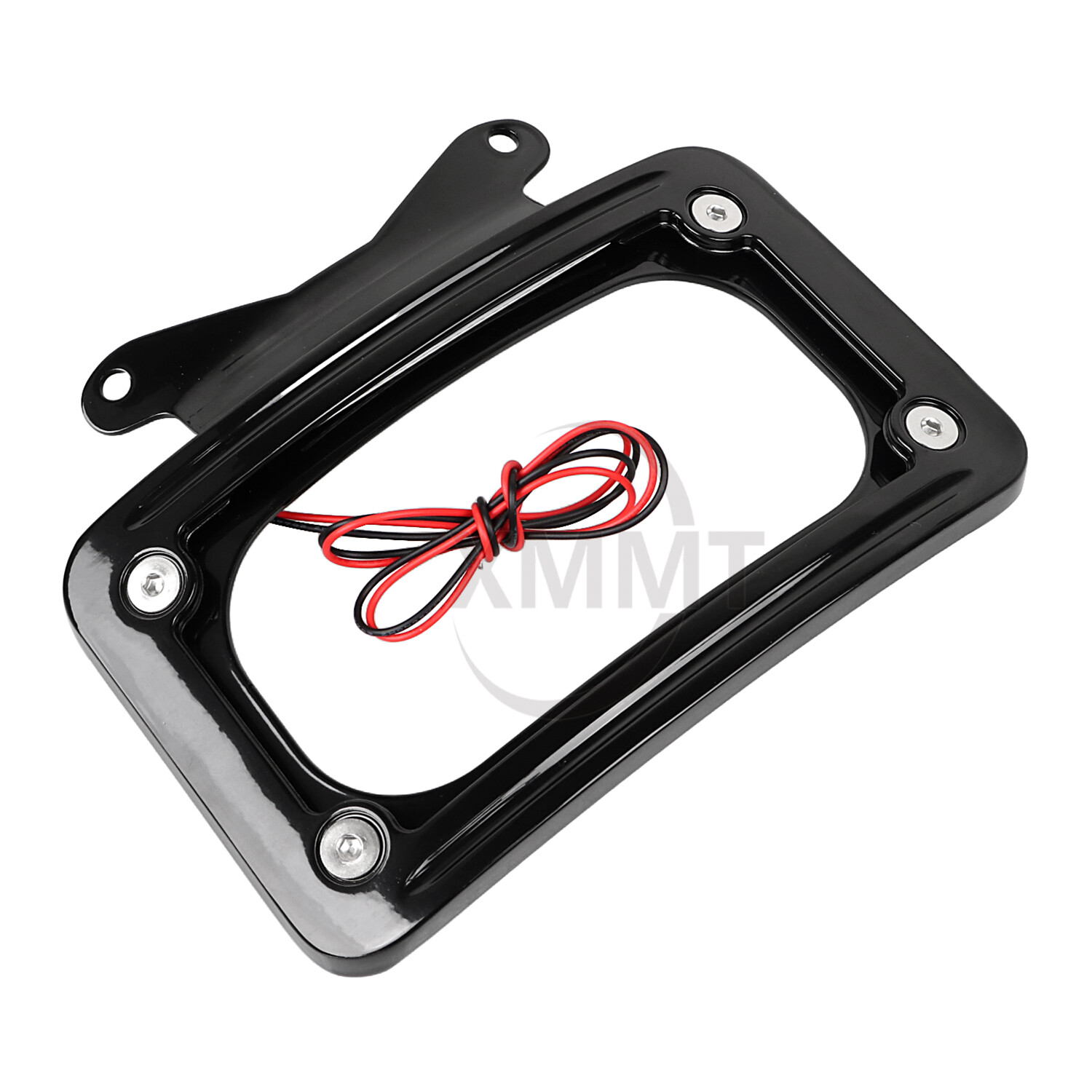 Black Curved License Plate Frame w/ LED Light For Harley Street Road Glide 10-23