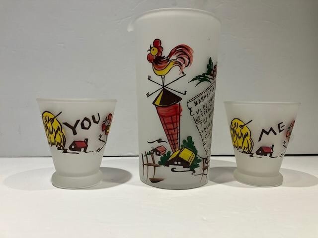 Vintage You Me Ours Farm Cocktail 3-piece Set - Vintage Barware 1960's