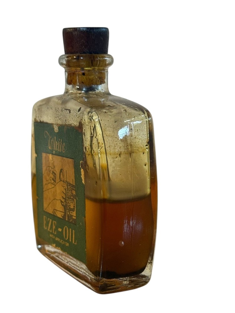 Vintage White Eze Sewing Machine Oil Jar With Applicator