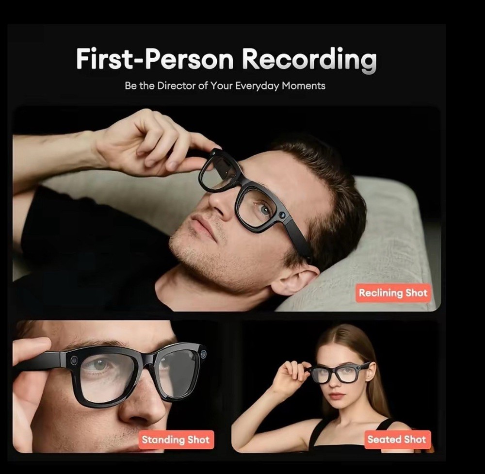 AI Smart Glasses Bluetooth Audio POV Camera HD Video
