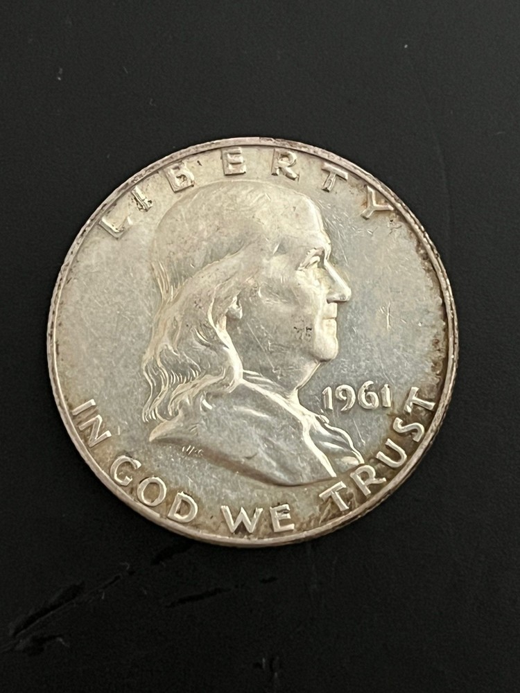 1961 Franklin Half Dollar 90% Silver Lightly Toned