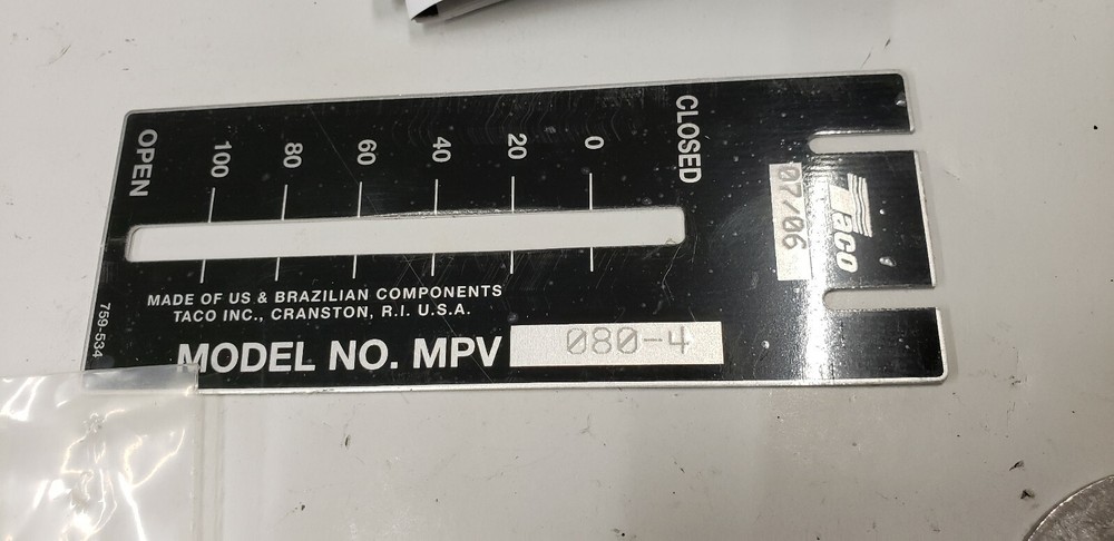 NEW Taco MPV080-4 Valve Memory Indicator Kit. NEW IN OPEN BAG