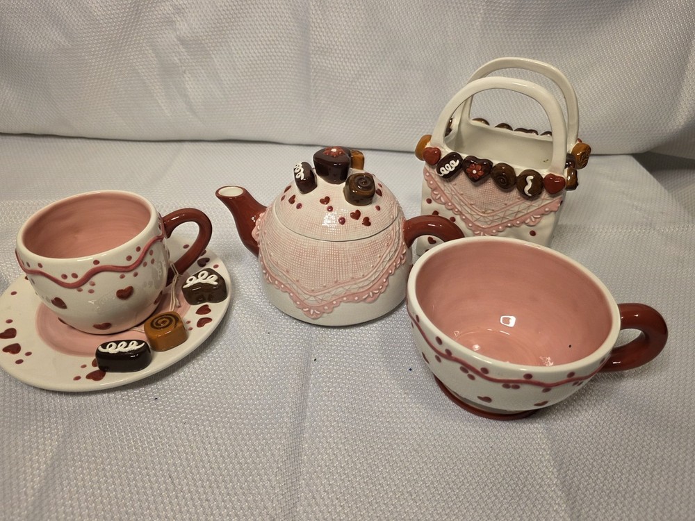 Vintage Ceramic Chocolate Candy Tea Set