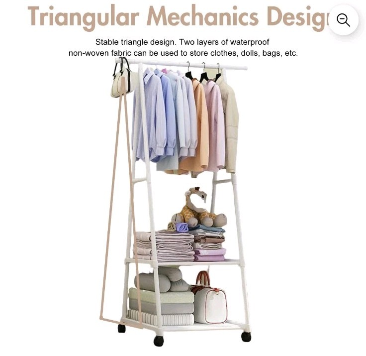 Clothes Rack on Wheels, Triangle Coat Rack, Rolling Garment Rack, 2 Tier Rolling