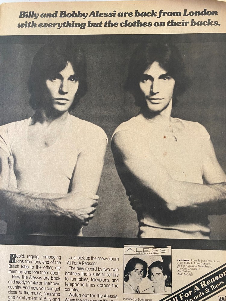 Billy and Bobby Alessi, Brothers, Twins,  Full Page Vintage Promotional Ad