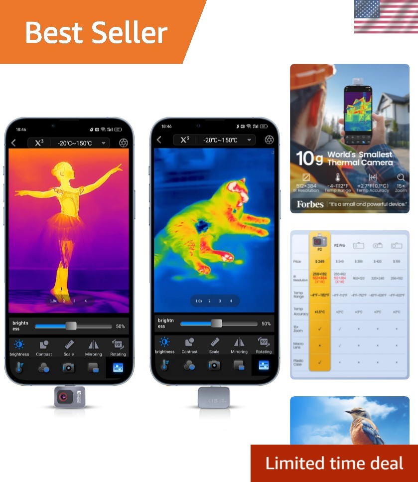 Compact Android-Compatible P2 Thermal Camera - Ultra-Clear 512x384 IR Technology