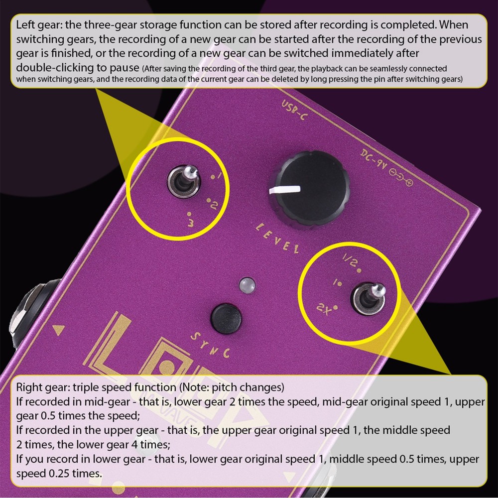 M-VAVE Guitar Loop Effector Loop Recording Effects Pedal Recording NTLH