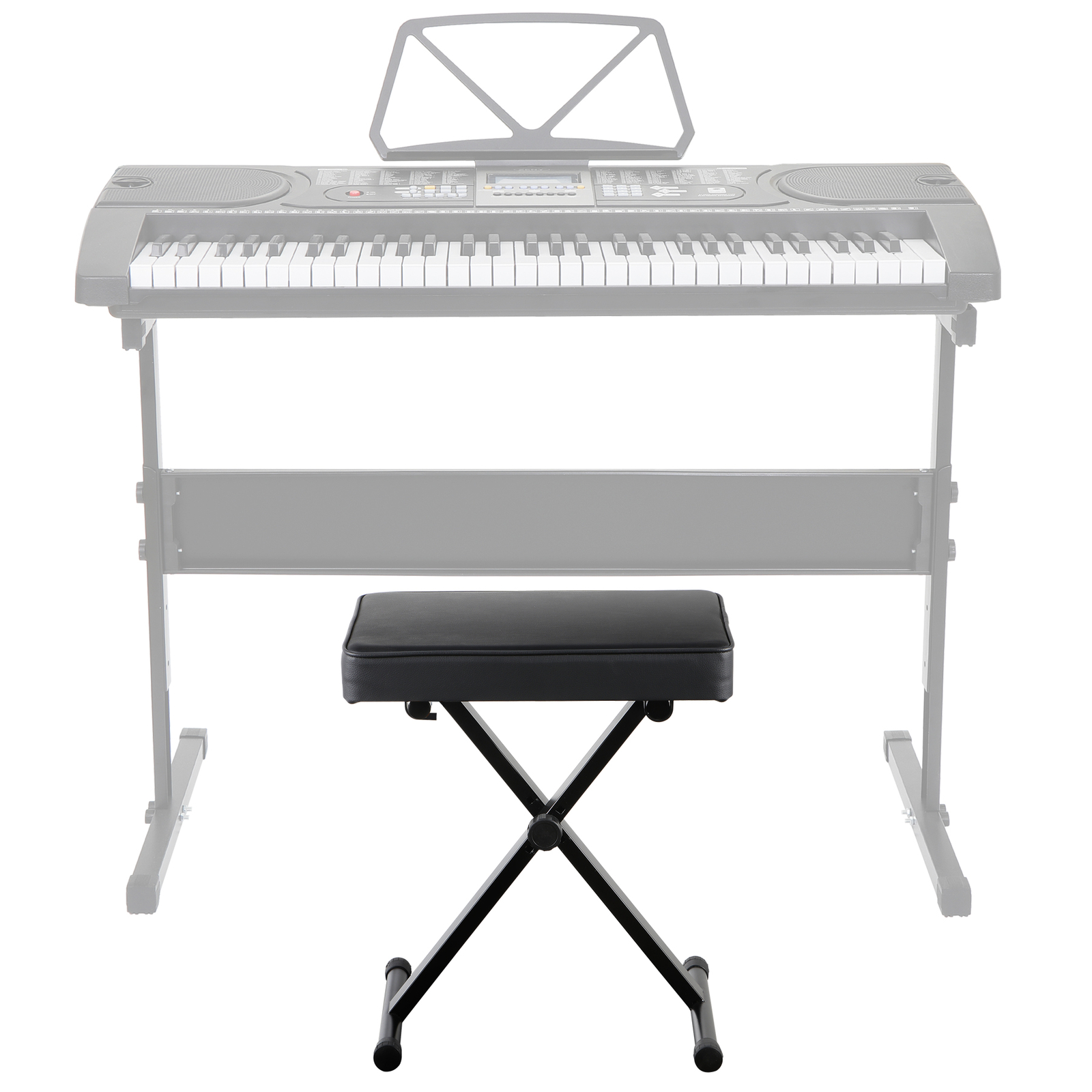 Keyboard Bench X-Style Piano Bench Adjustable Height Thickness Padded Chair Seat