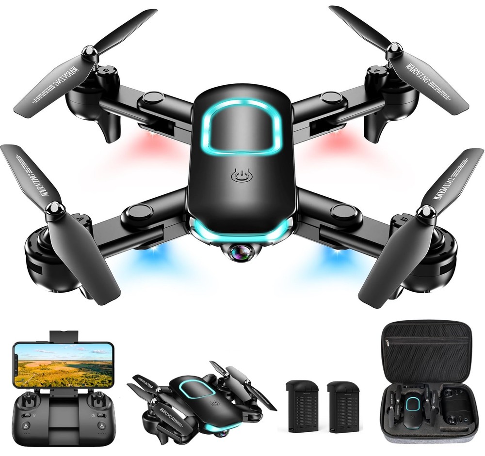 Drone with 1080P Camera, Foldable Drone for Beginners with Light, Upgrade Alt...