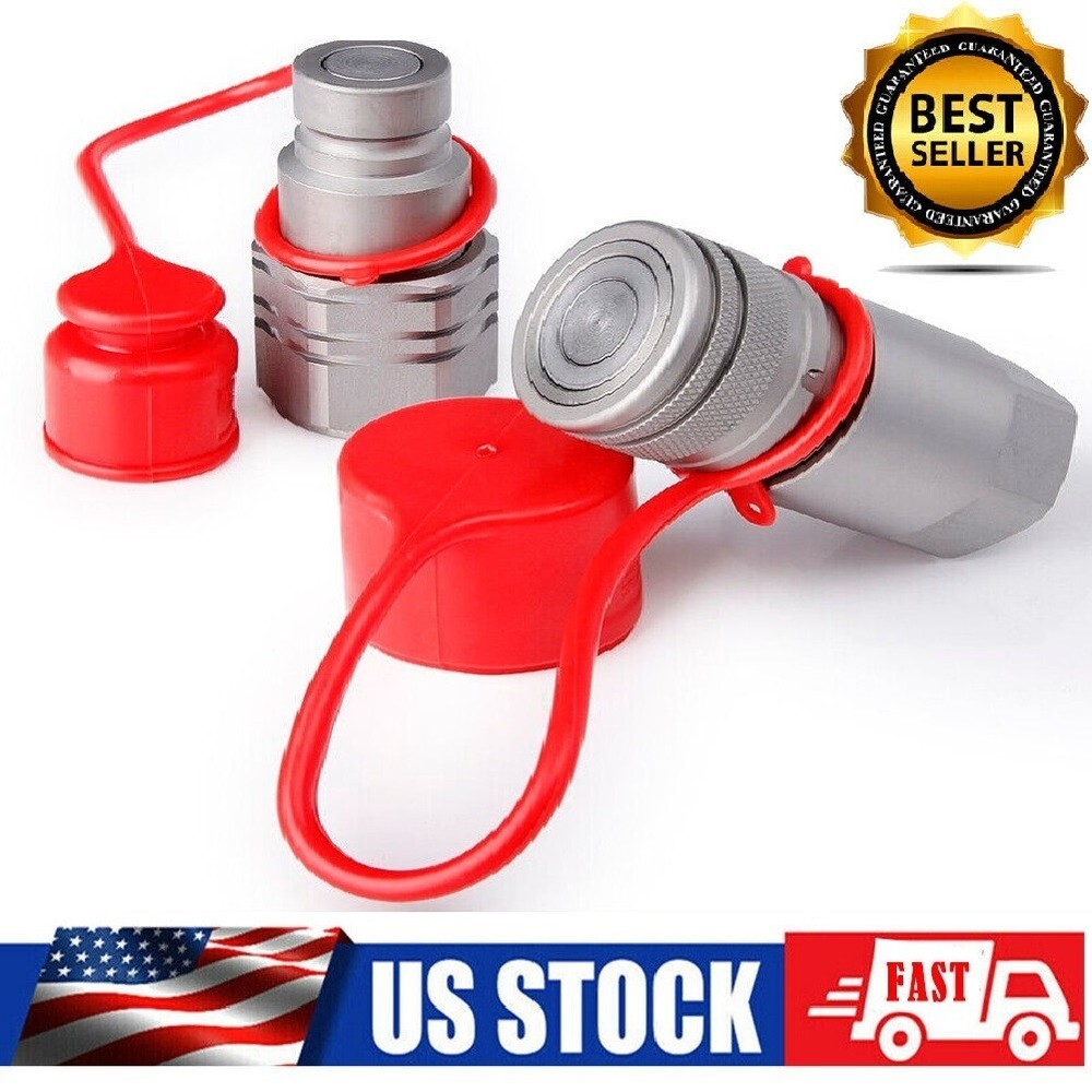 3/4 NPT Flat Face Hydraulic Quick Connect Coupler Coupling Skid Steer 2 Sets