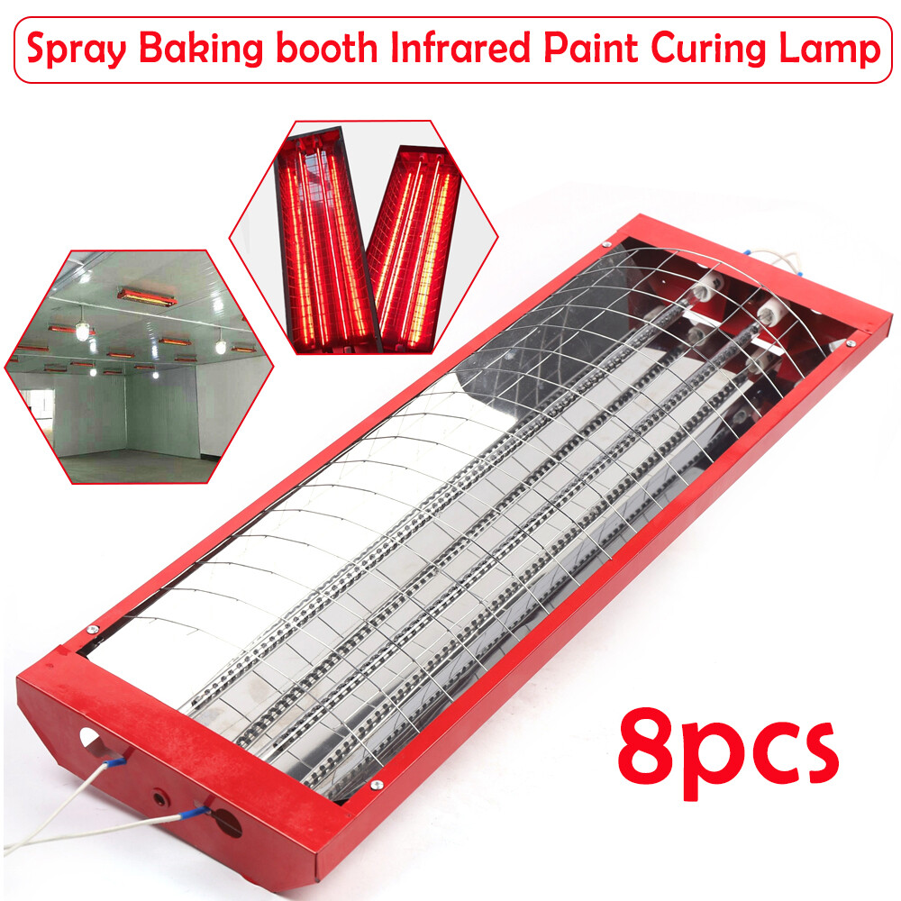 8 Pack 2000W Spray Baking Booth Infrared Paint Curing Light Heating Lamp Heaters